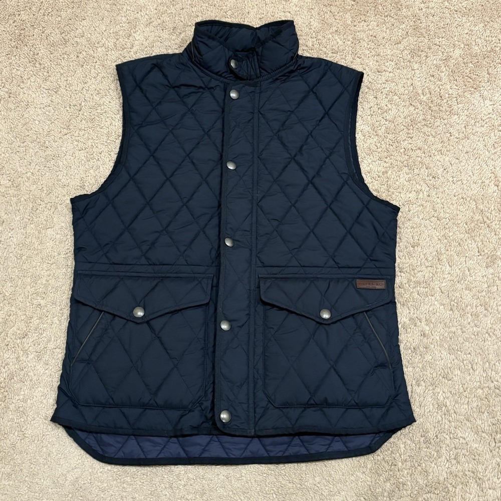 Polo Ralph Lauren Diamond Quilted Vest Men's Medium Blue Full Zip Snap Iconic